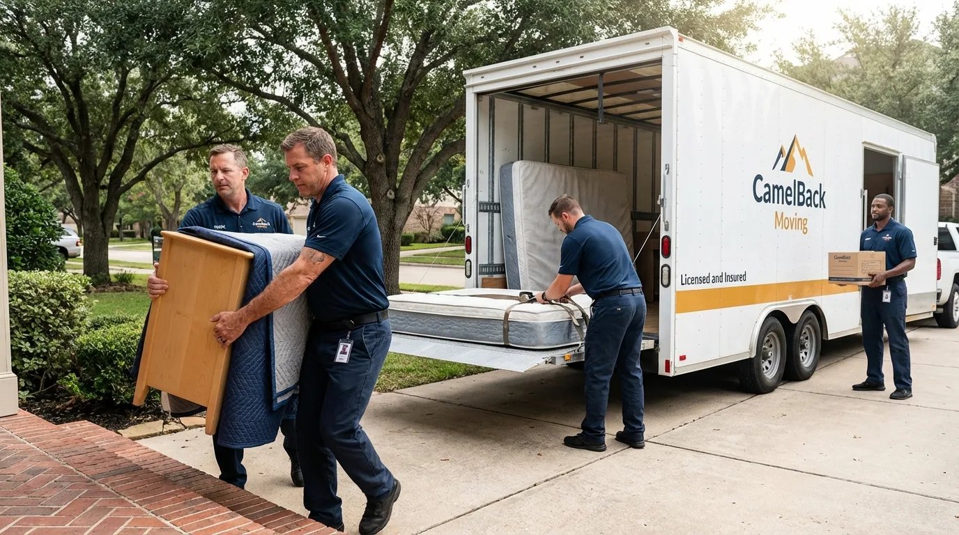Crew loading residential truck for cross-state move from Davenport, FL