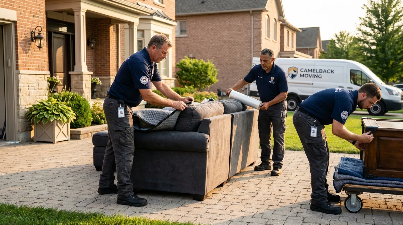 Large estate moving crew wrapping furniture in Davenport, FL